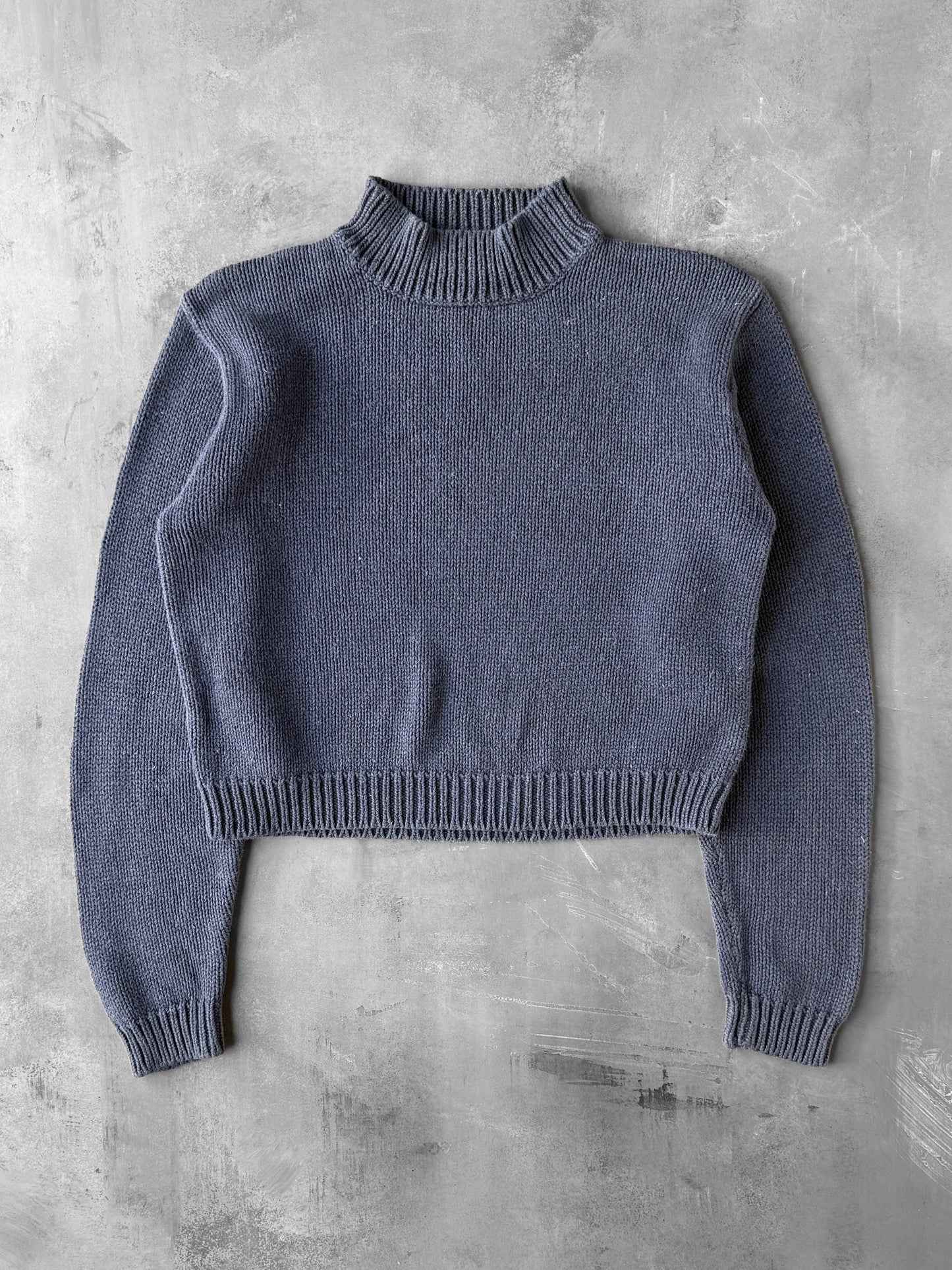Mock Neck Crop Sweater Y2K - Medium