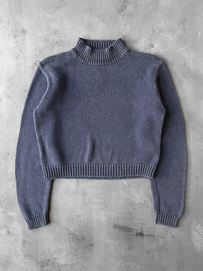 Mock Neck Crop Sweater Y2K - Medium