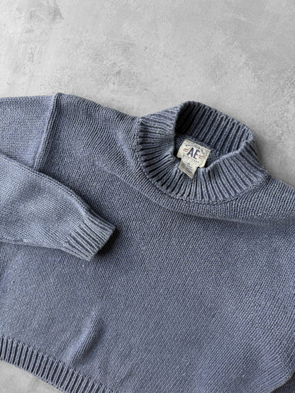 Mock Neck Crop Sweater Y2K - Medium
