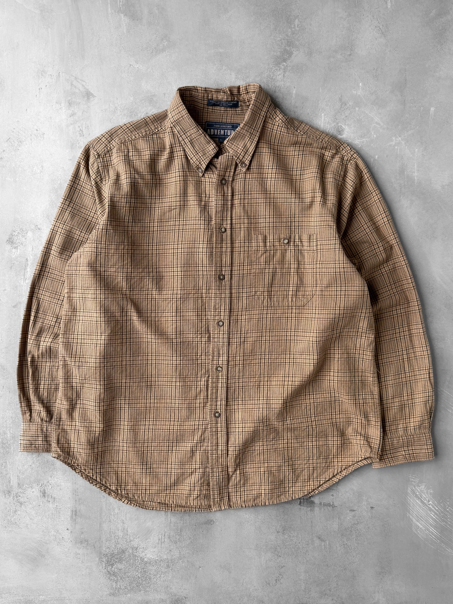 Casual Plaid Cotton Oxford Shirt 90's - Large