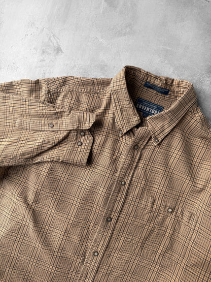 Casual Plaid Cotton Oxford Shirt 90's - Large