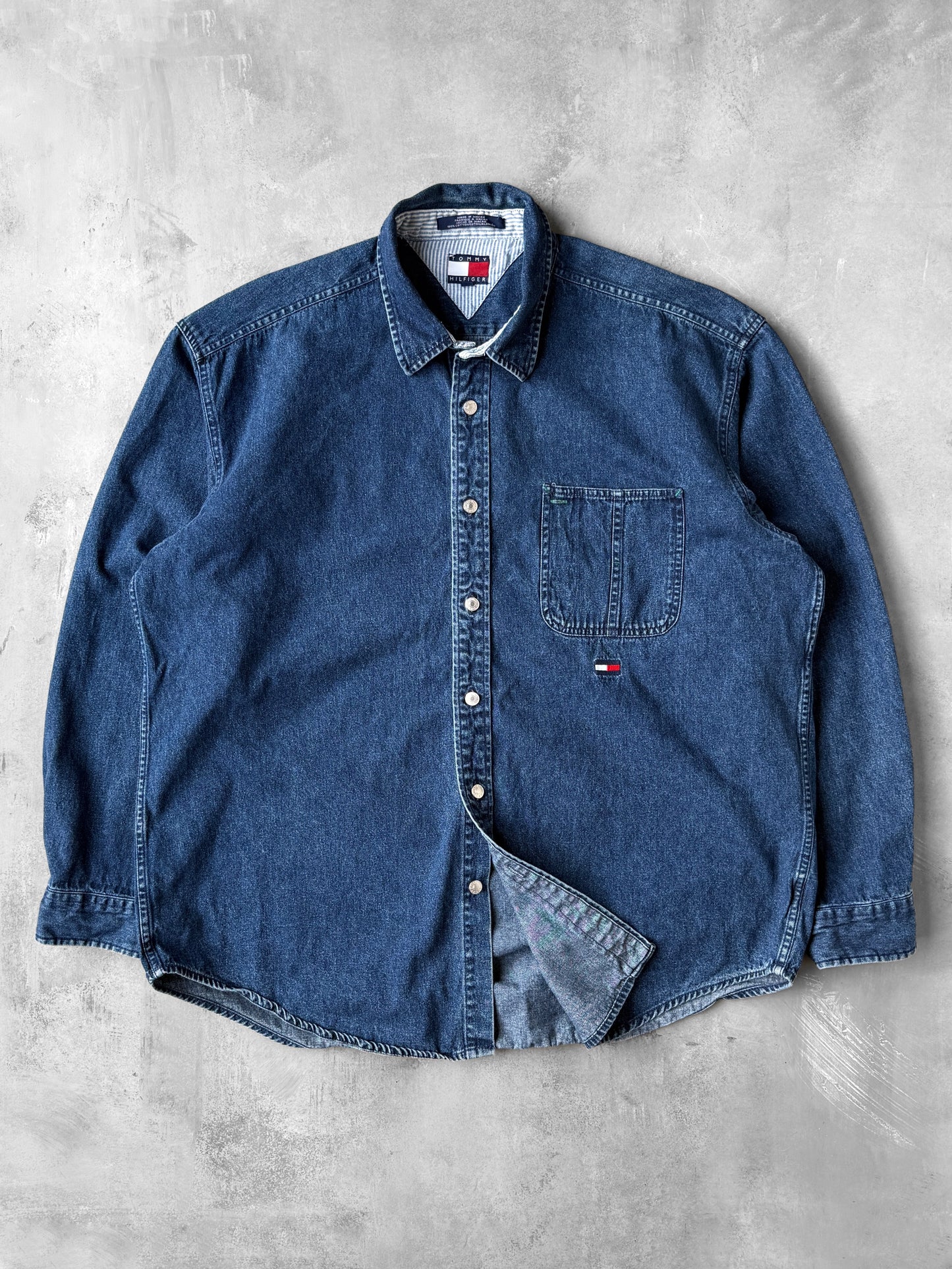 Bold Logo Dark Denim Shirt 90's - XL