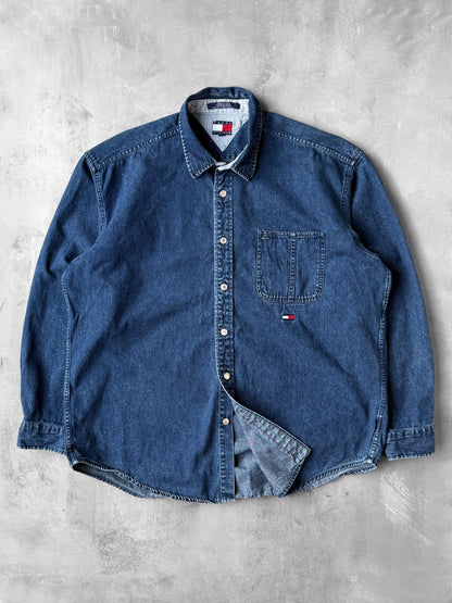 Bold Logo Dark Denim Shirt 90's - XL