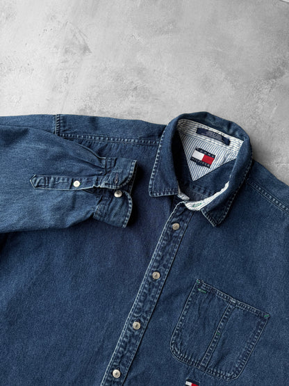 Bold Logo Dark Denim Shirt 90's - XL