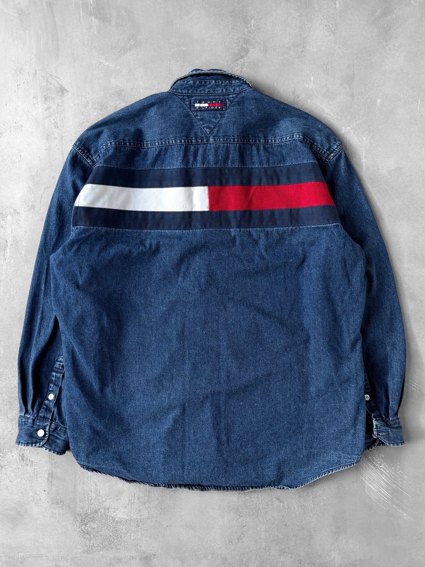 Bold Logo Dark Denim Shirt 90's - XL