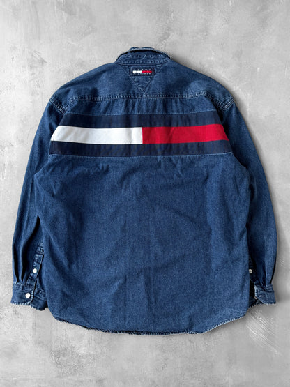 Bold Logo Dark Denim Shirt 90's - XL