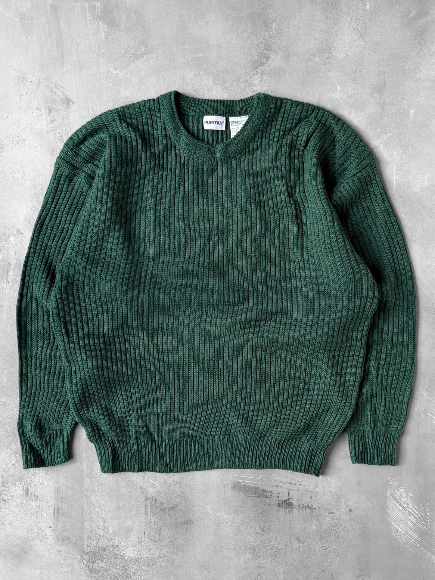 Ribbed Green Sweater 90's - XL