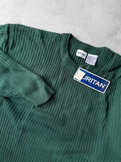 Ribbed Green Sweater 90's - XL