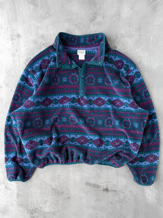 L.L. Bean Patterned T-Snap Fleece Y2K - Large