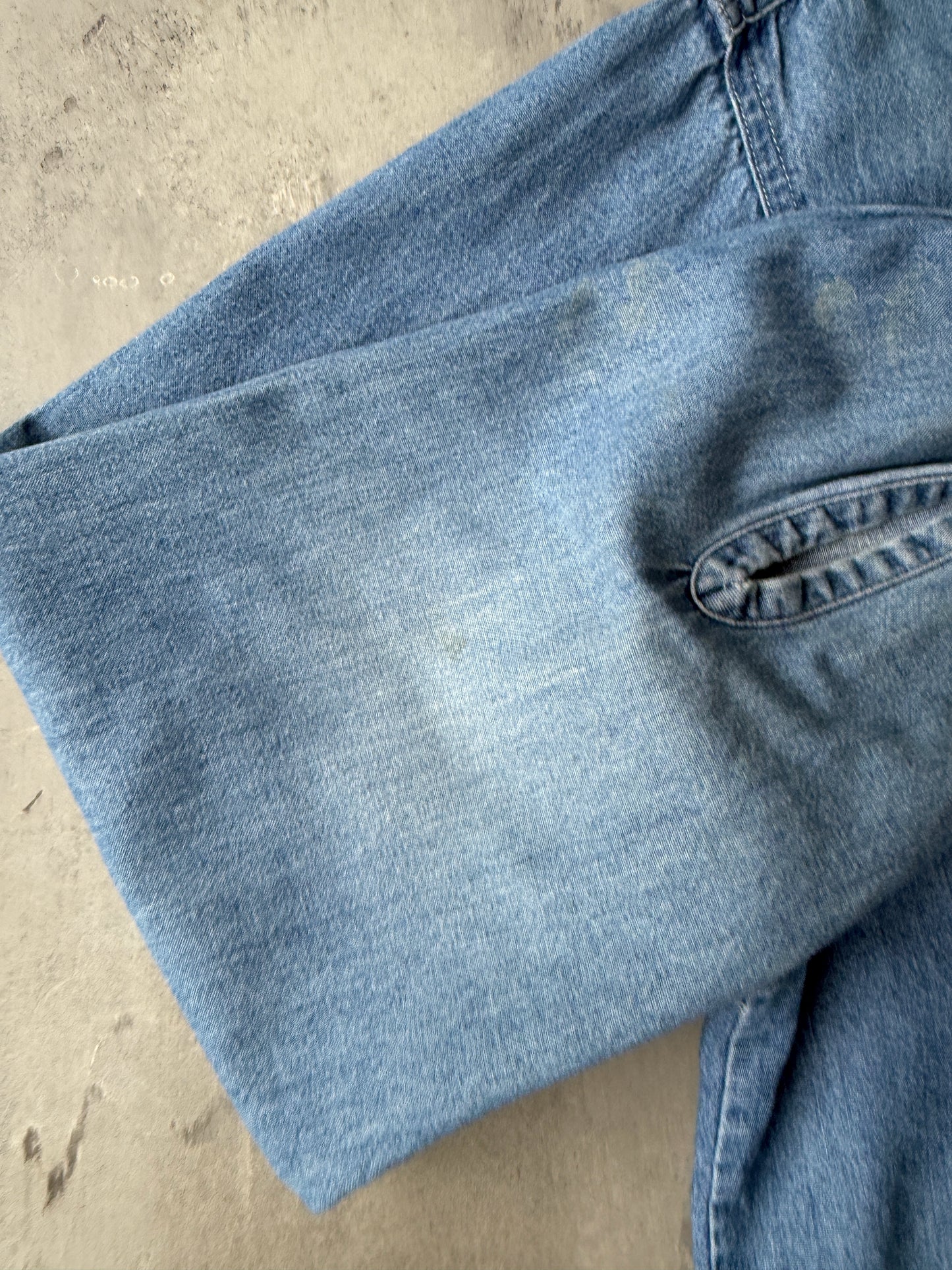Distressed Denim Shirt Y2K - Large