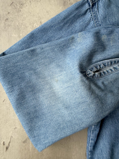 Distressed Denim Shirt Y2K - Large