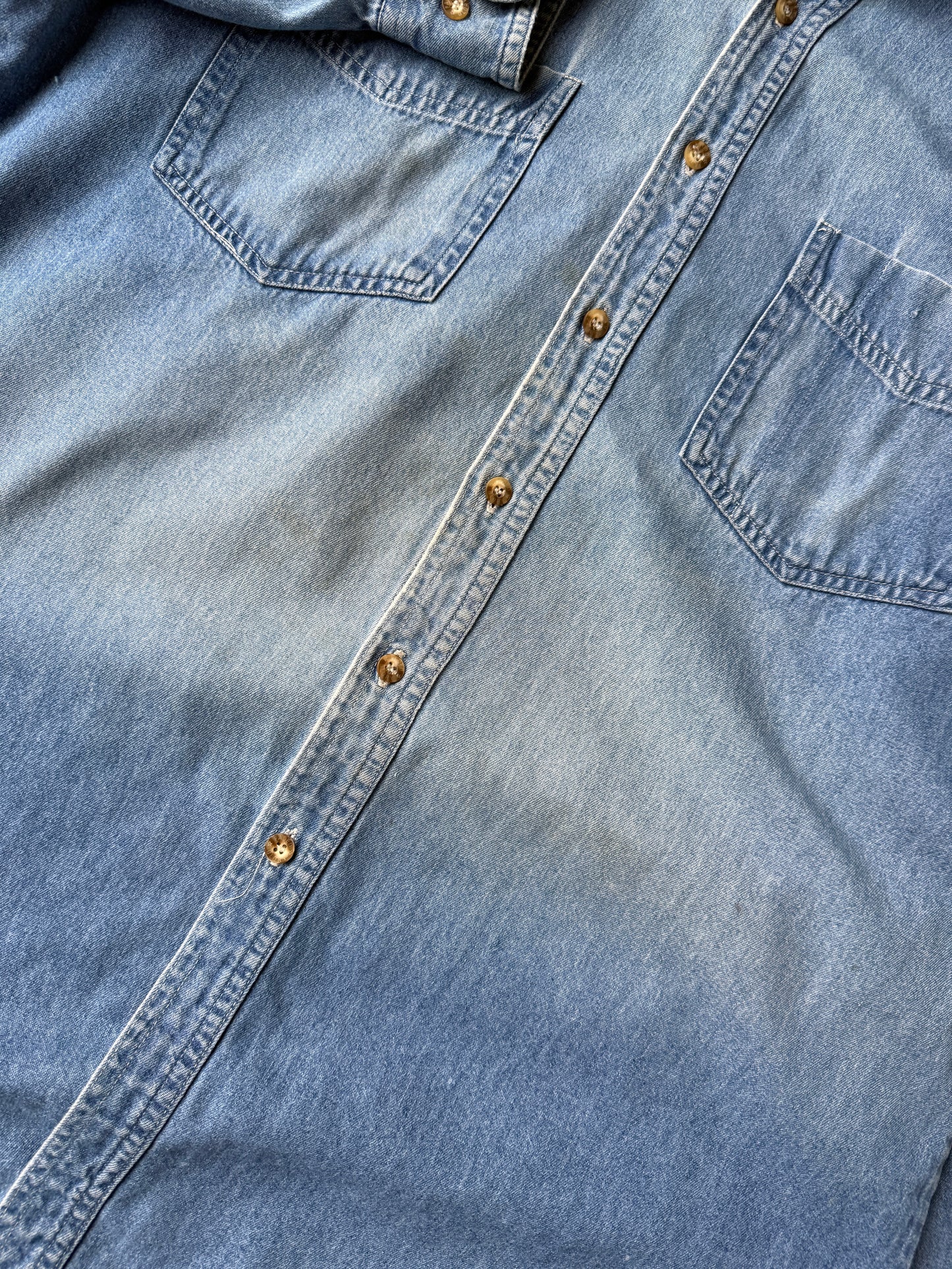 Distressed Denim Shirt Y2K - Large