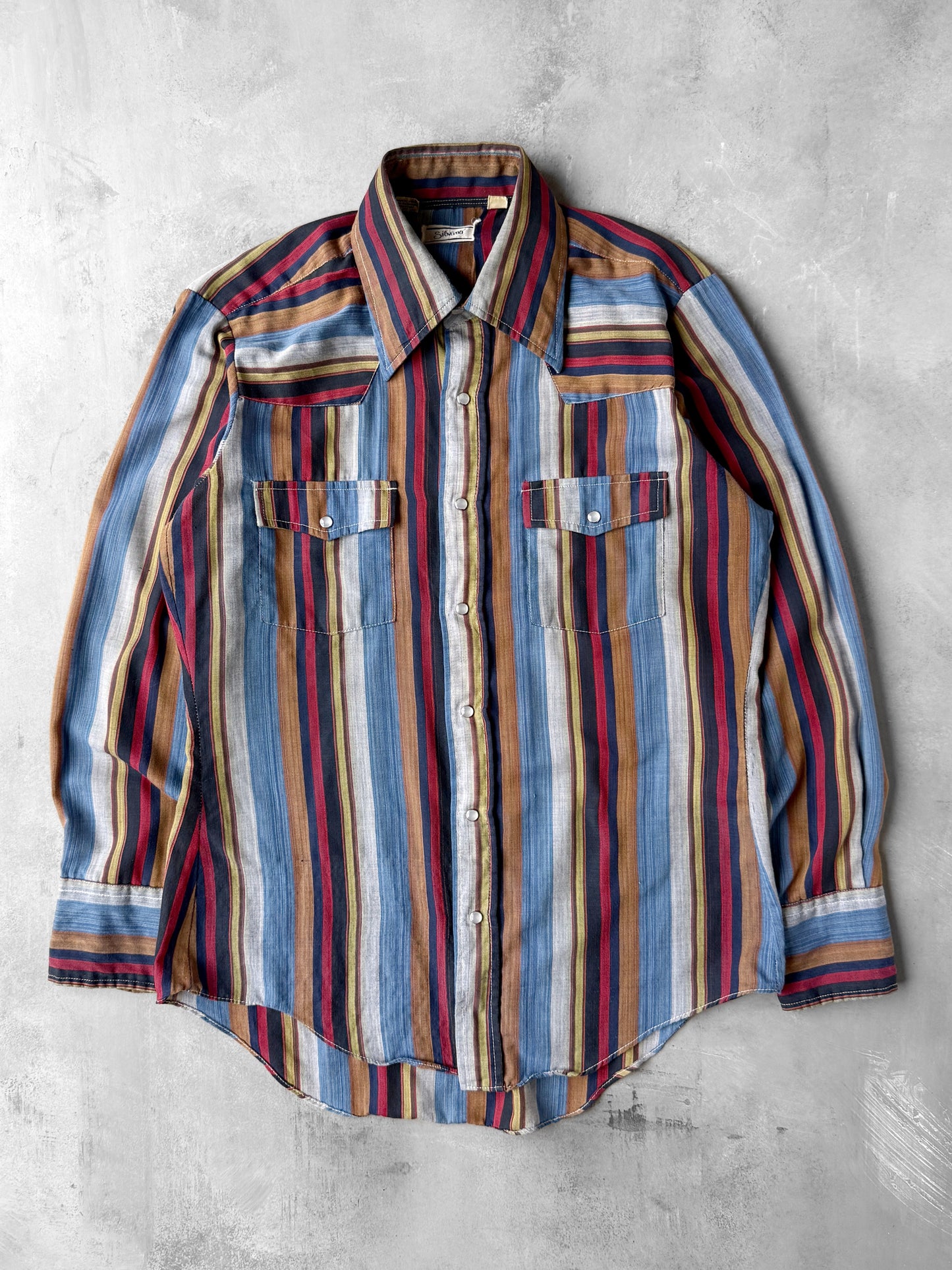 Striped Pearl Snap Shirt 80's - Medium