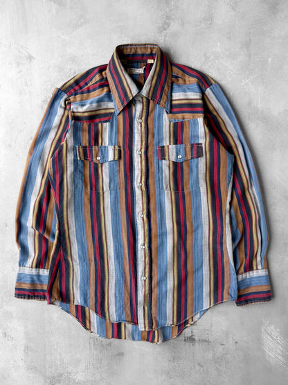 Striped Pearl Snap Shirt 80's - Medium