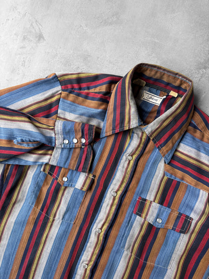 Striped Pearl Snap Shirt 80's - Medium