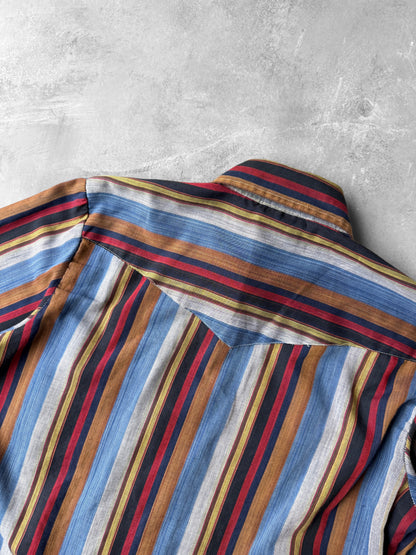 Striped Pearl Snap Shirt 80's - Medium