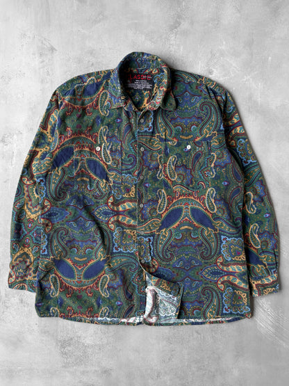 Paisley Printed Corduroy Shirt 00's - XL