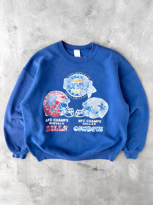 Bills Cowboys Super Bowl Sweatshirt '94 - Large / XL