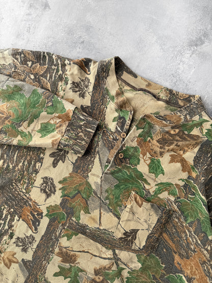 Real Tree Camo Henley T-Shirt 80's - XXL