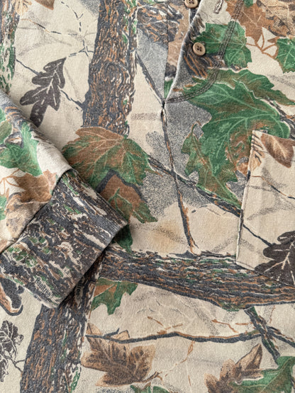 Real Tree Camo Henley T-Shirt 80's - XXL