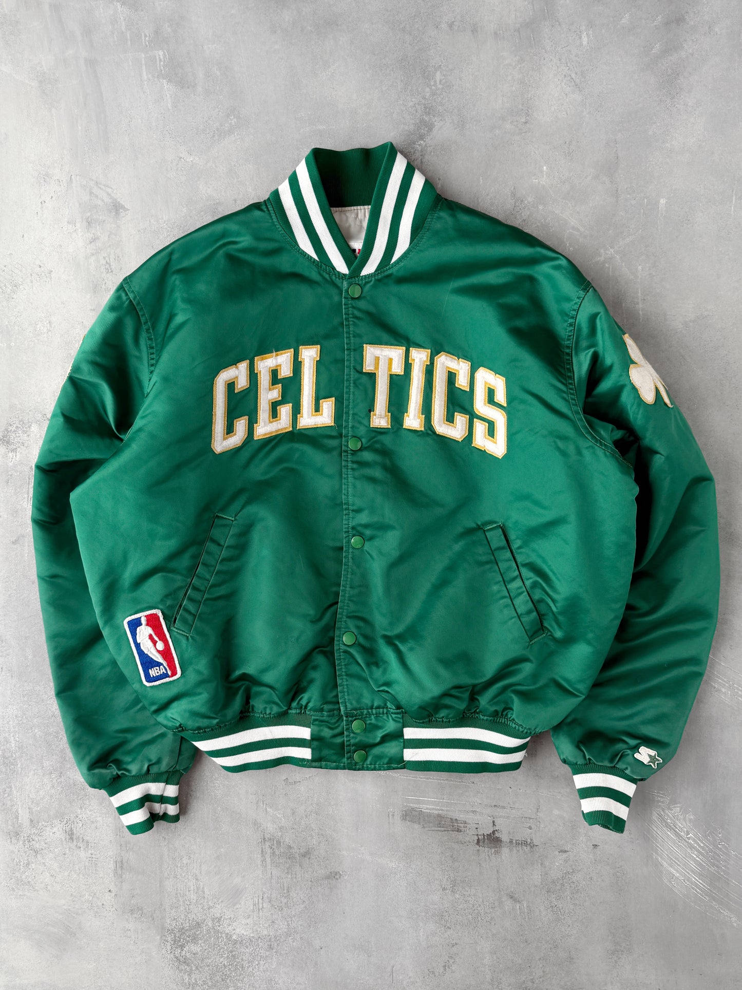 Boston Celtics Satin Bomber Jacket 80's - XL