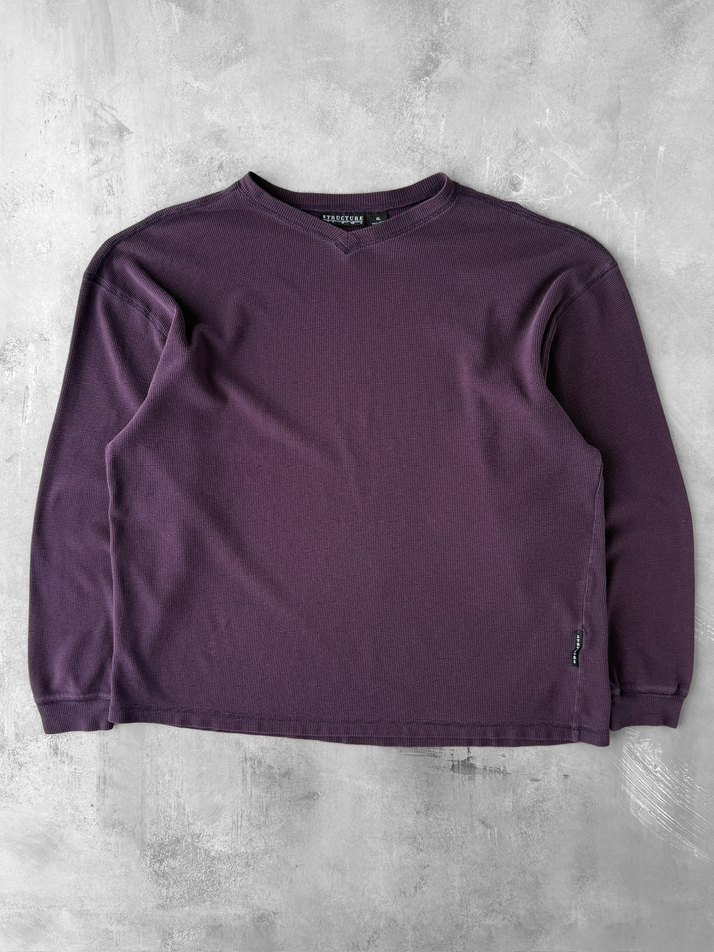 Eggplant Purple Thermal T-Shirt Y2K - XL