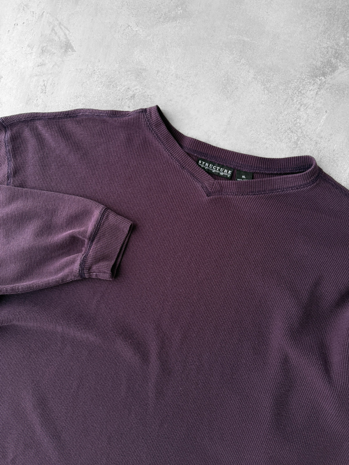 Eggplant Purple Thermal T-Shirt Y2K - XL