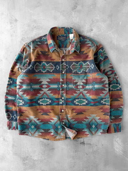 Southwestern Printed Flannel Shirt 90's - Large
