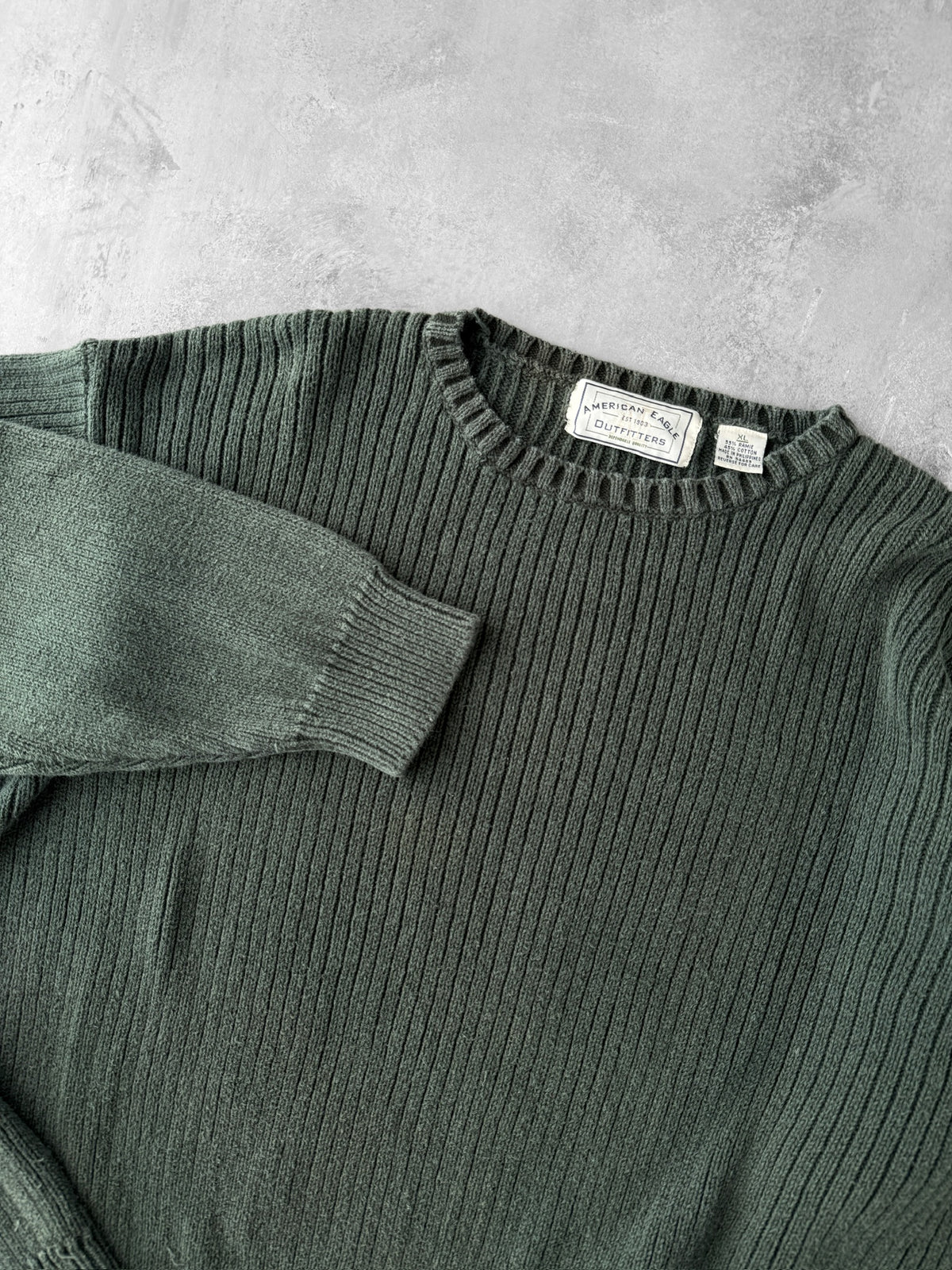 Ribbed Dark Green Sweater Y2K - XL
