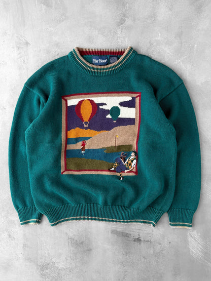 Golf Motif Graphic Sweater Y2K - XL