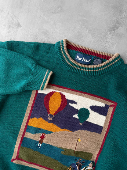 Golf Motif Graphic Sweater Y2K - XL