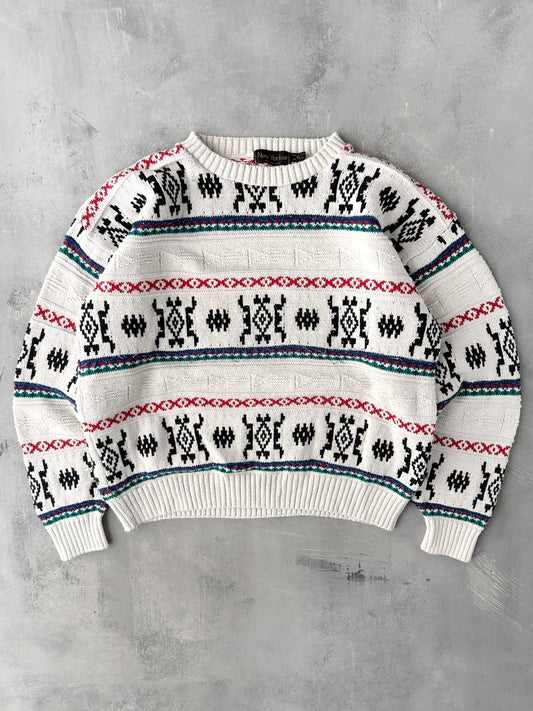 Patterned Cotton Sweater 90's - XL