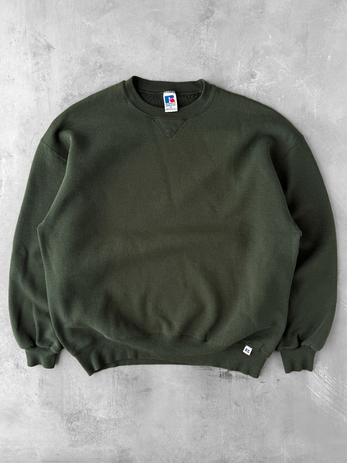 Dark Green Russell Athletic Blank Sweatshirt 90's - XL