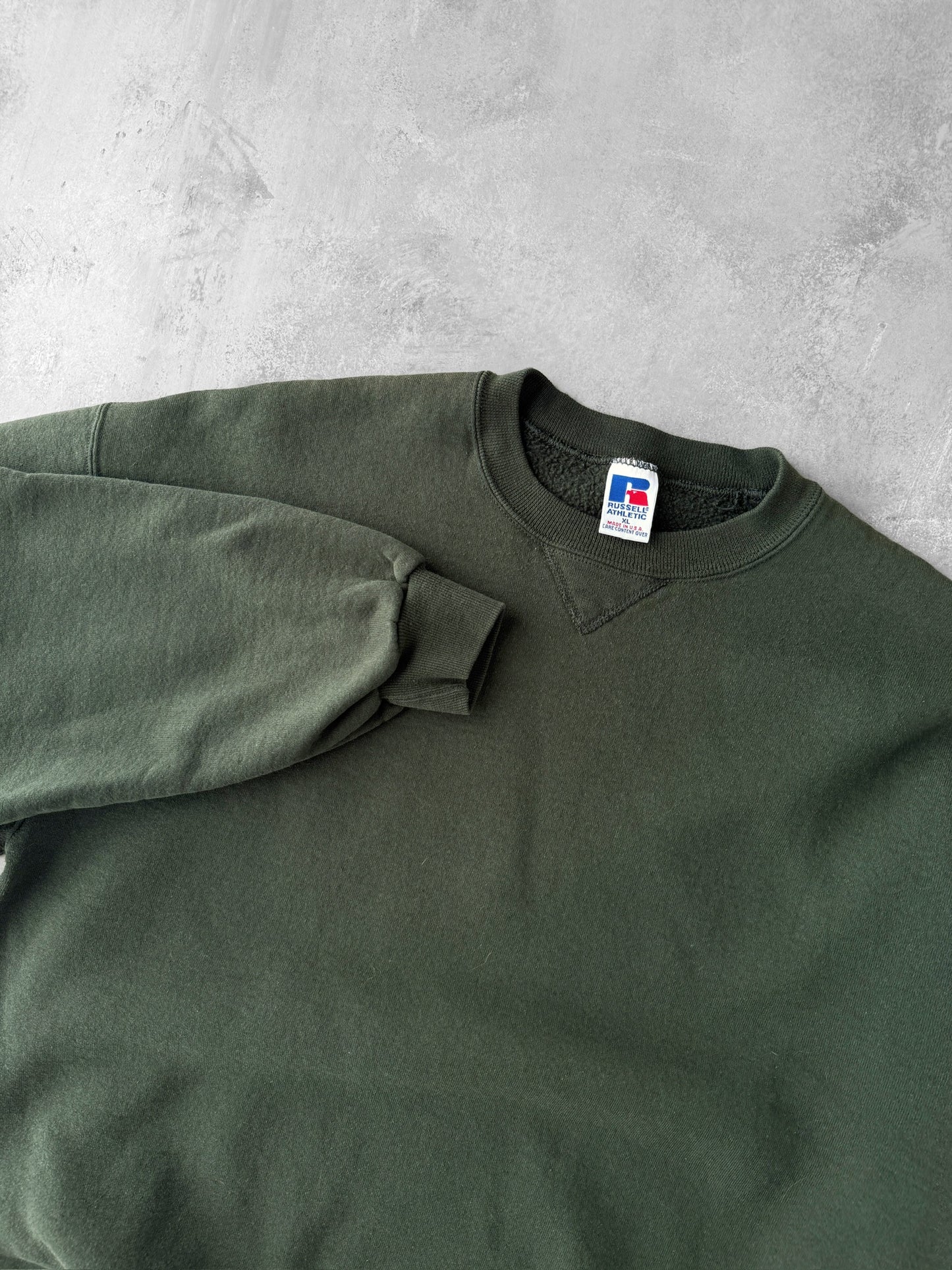 Dark Green Russell Athletic Blank Sweatshirt 90's - XL