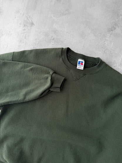 Dark Green Russell Athletic Blank Sweatshirt 90's - XL