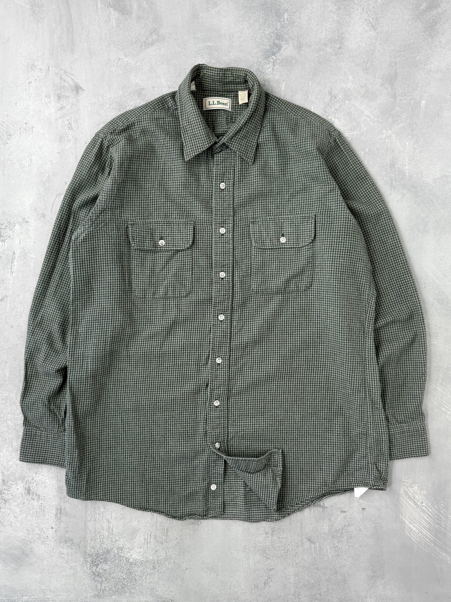 Microcheck Plaid Flannel Shirt 90's - Large