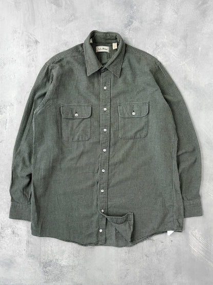 Microcheck Plaid Flannel Shirt 90's - Large
