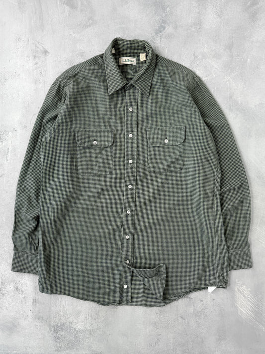 Microcheck Plaid Flannel Shirt 90's - Large