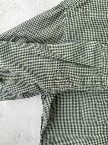 Microcheck Plaid Flannel Shirt 90's - Large