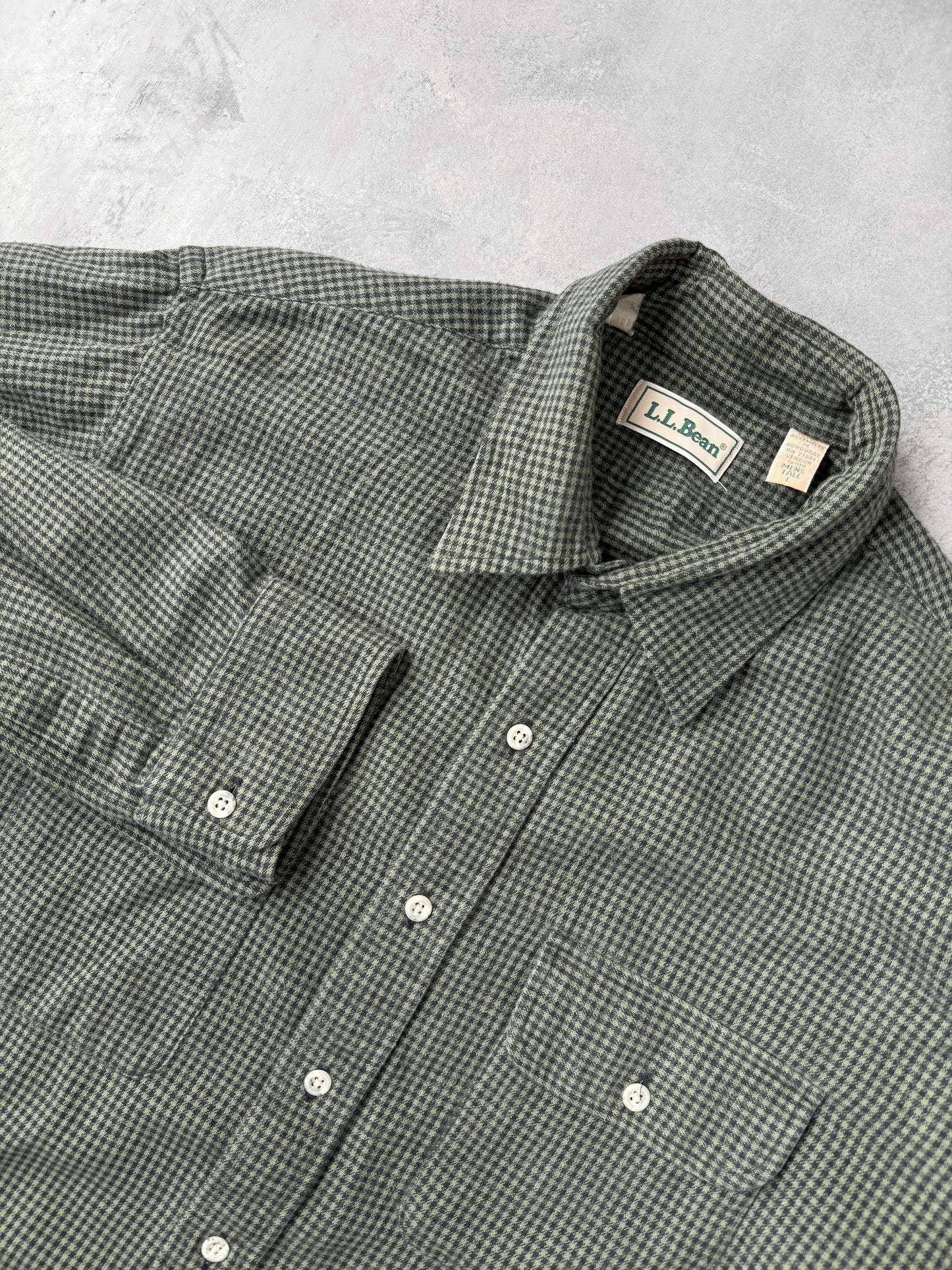 Microcheck Plaid Flannel Shirt 90's - Large