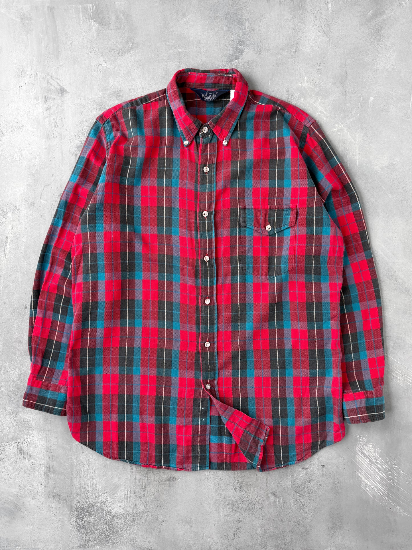 Woolrich Woven Plaid Shirt 80's - Large