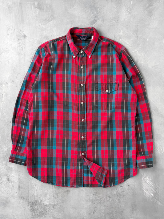 Woolrich Woven Plaid Shirt 80's - Large