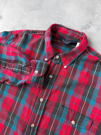 Woolrich Woven Plaid Shirt 80's - Large