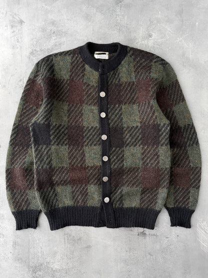 Plaid Mohair-Blend Cardigan 60's - Medium