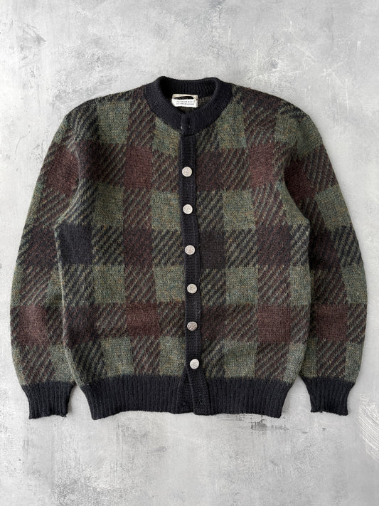 Plaid Mohair-Blend Cardigan 60's - Medium