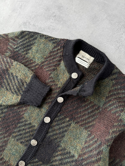 Plaid Mohair-Blend Cardigan 60's - Medium