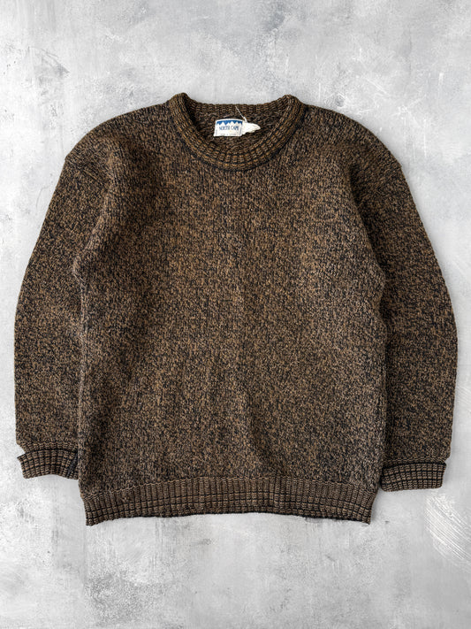 Marled Brown Wool Sweater 80's - Large