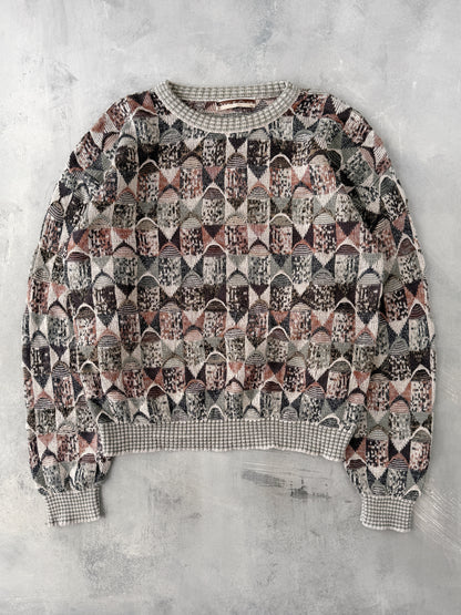 Textured Multi-Color Sweater 90's - XL