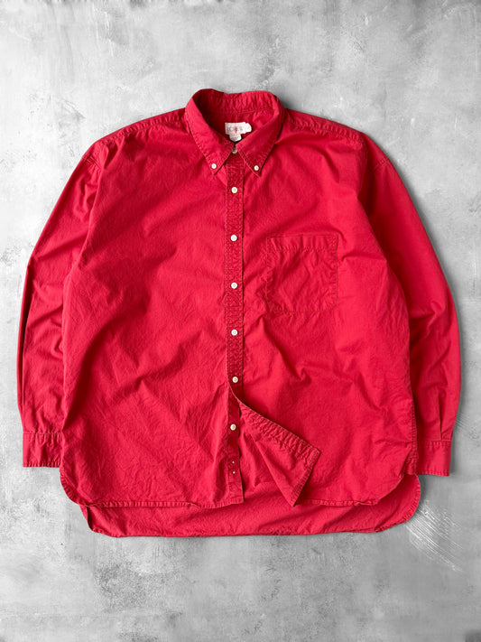 Faded Red J.Crew Oxford Shirt Y2K - XL