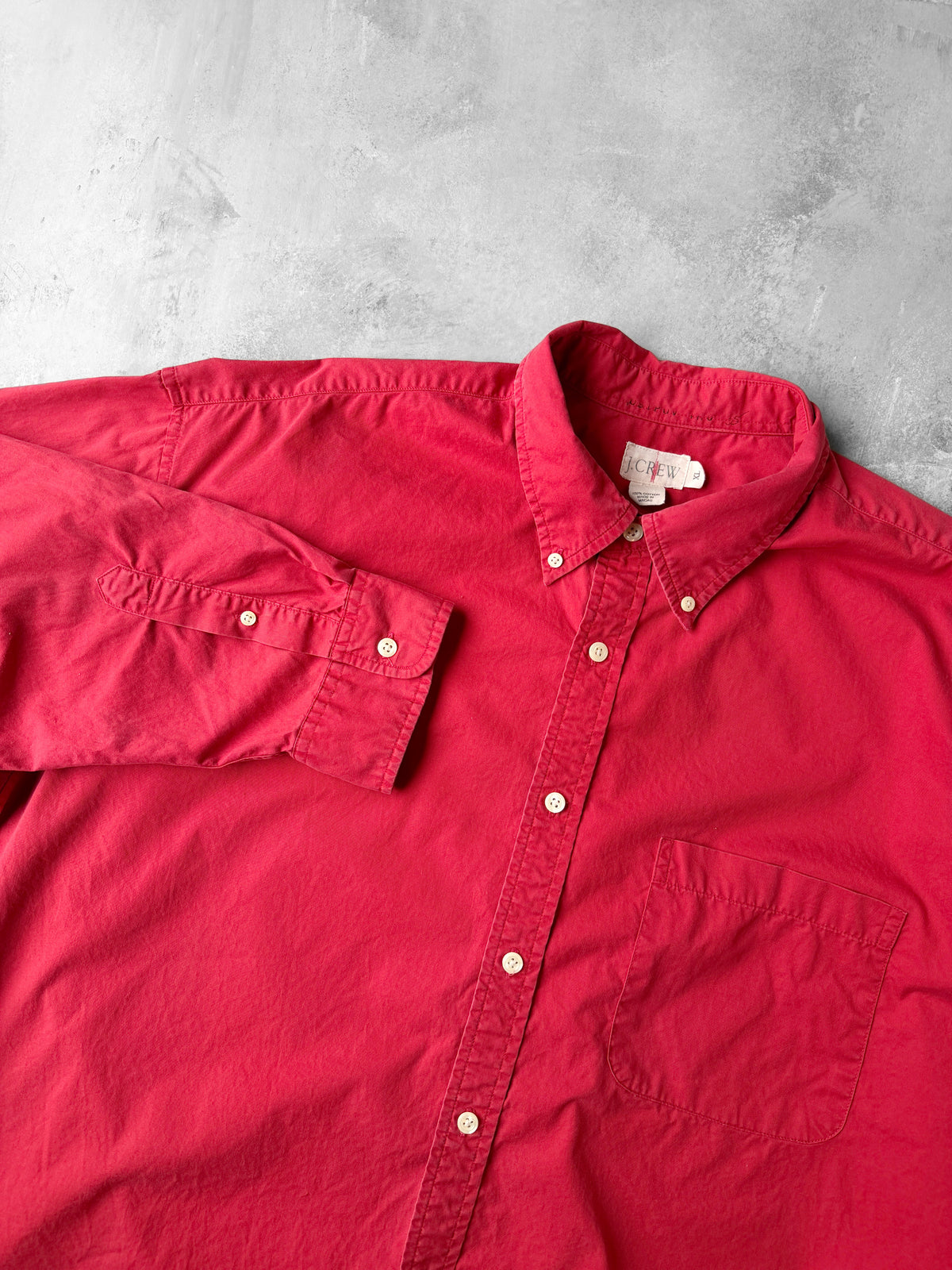 Faded Red J.Crew Oxford Shirt Y2K - XL